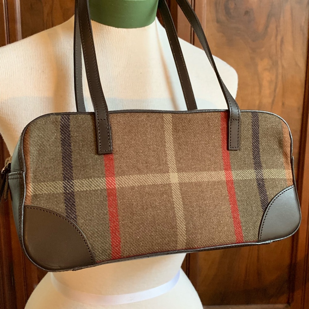 Ann Taylor Brown Plaid Wool (?) Purse